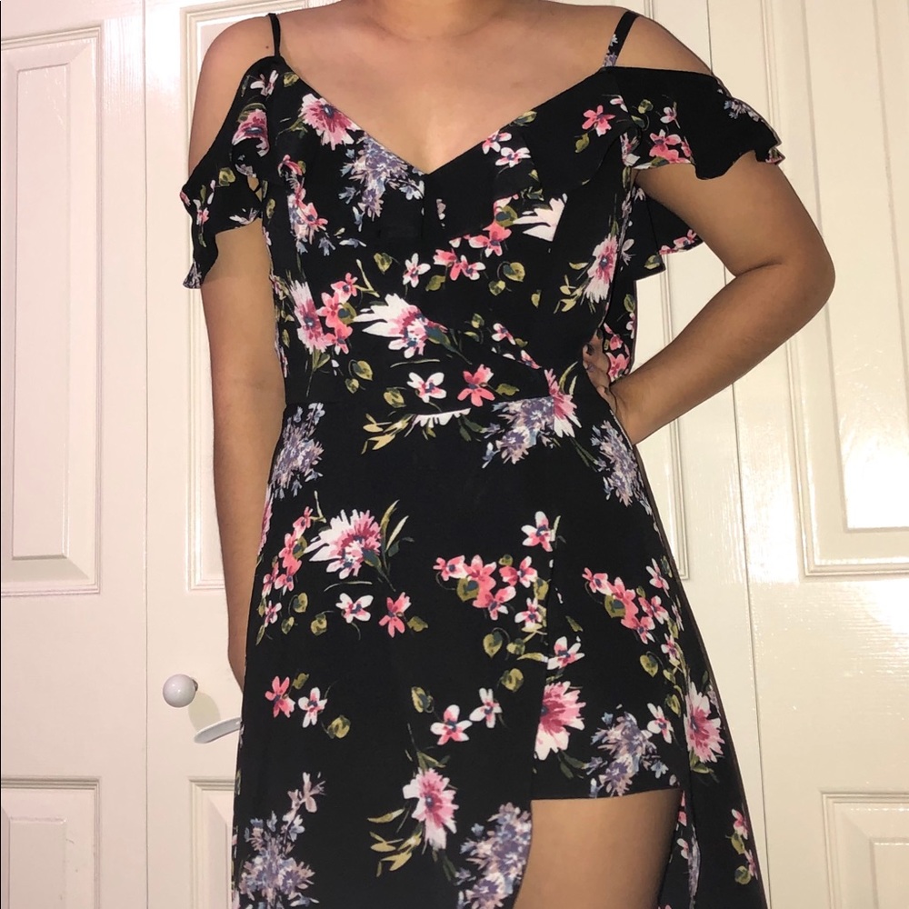 Black floral dress like romper